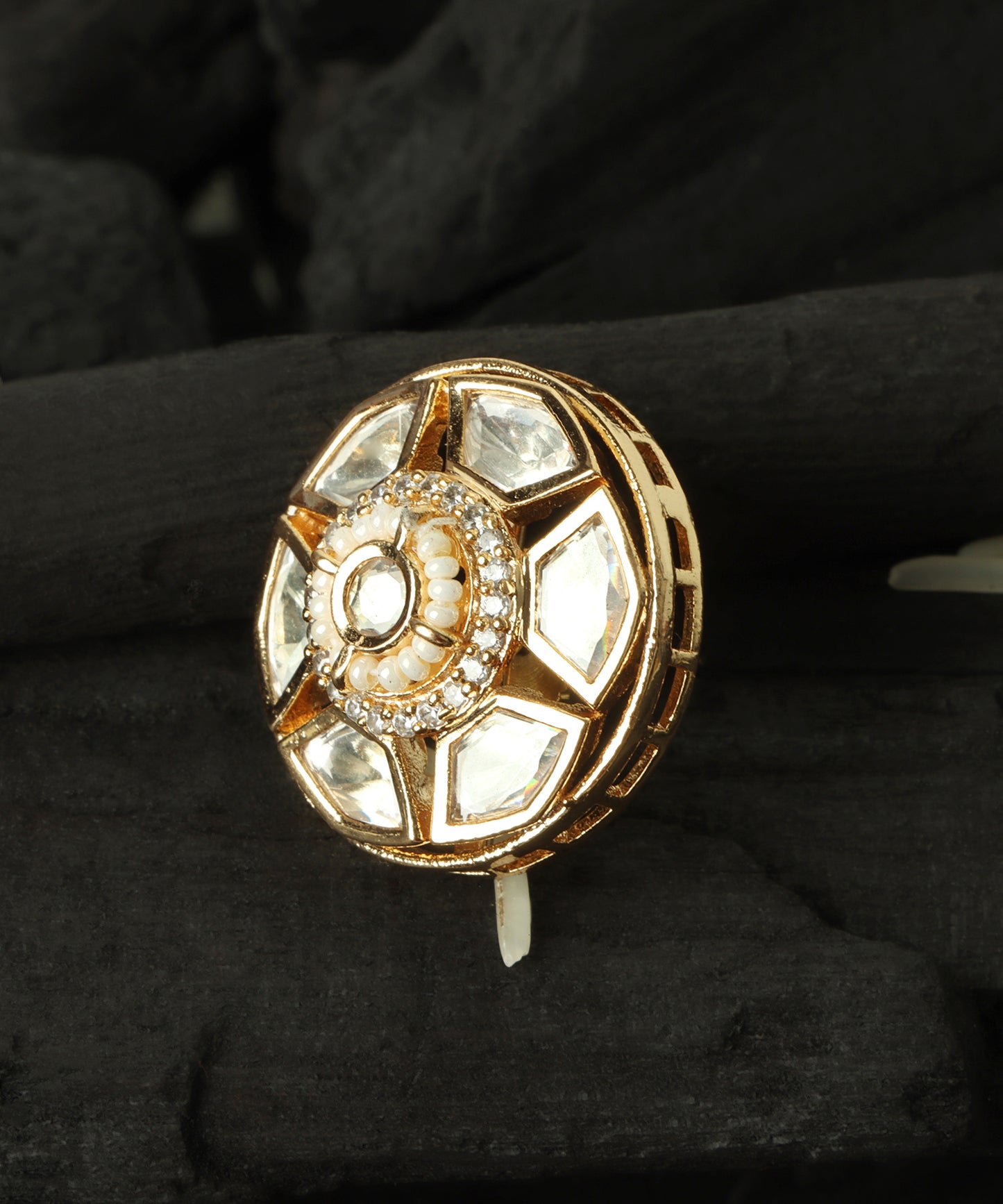 Rajwadi Polki Gold Studs