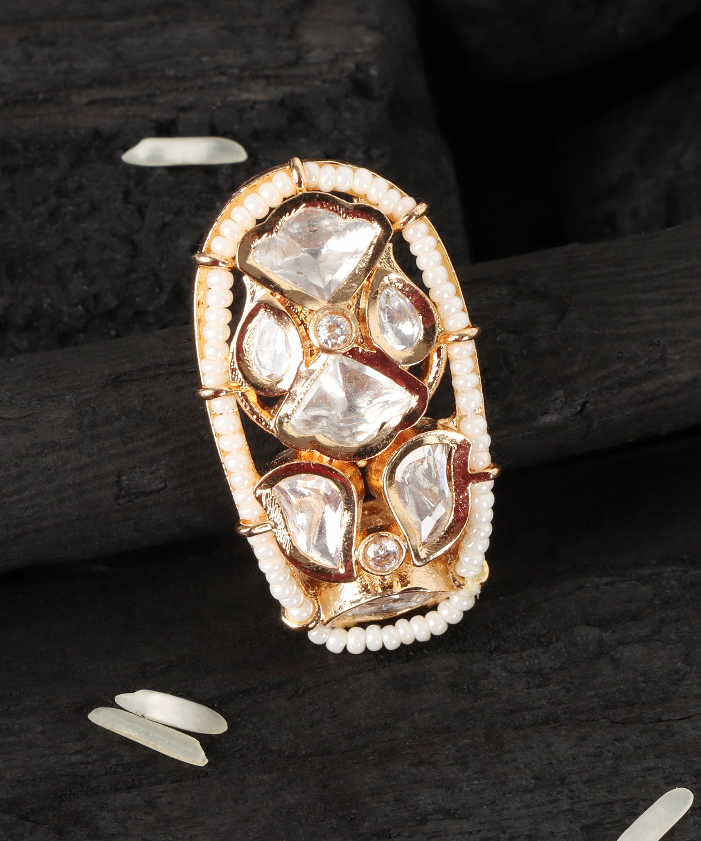 Regal Polki & Pearl Gold Earrings