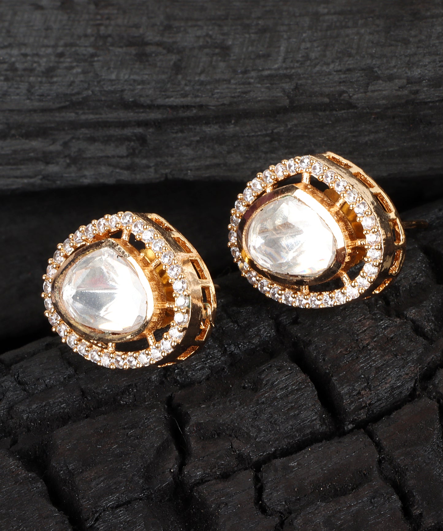 Pear-Shaped Polki Halo Earrings