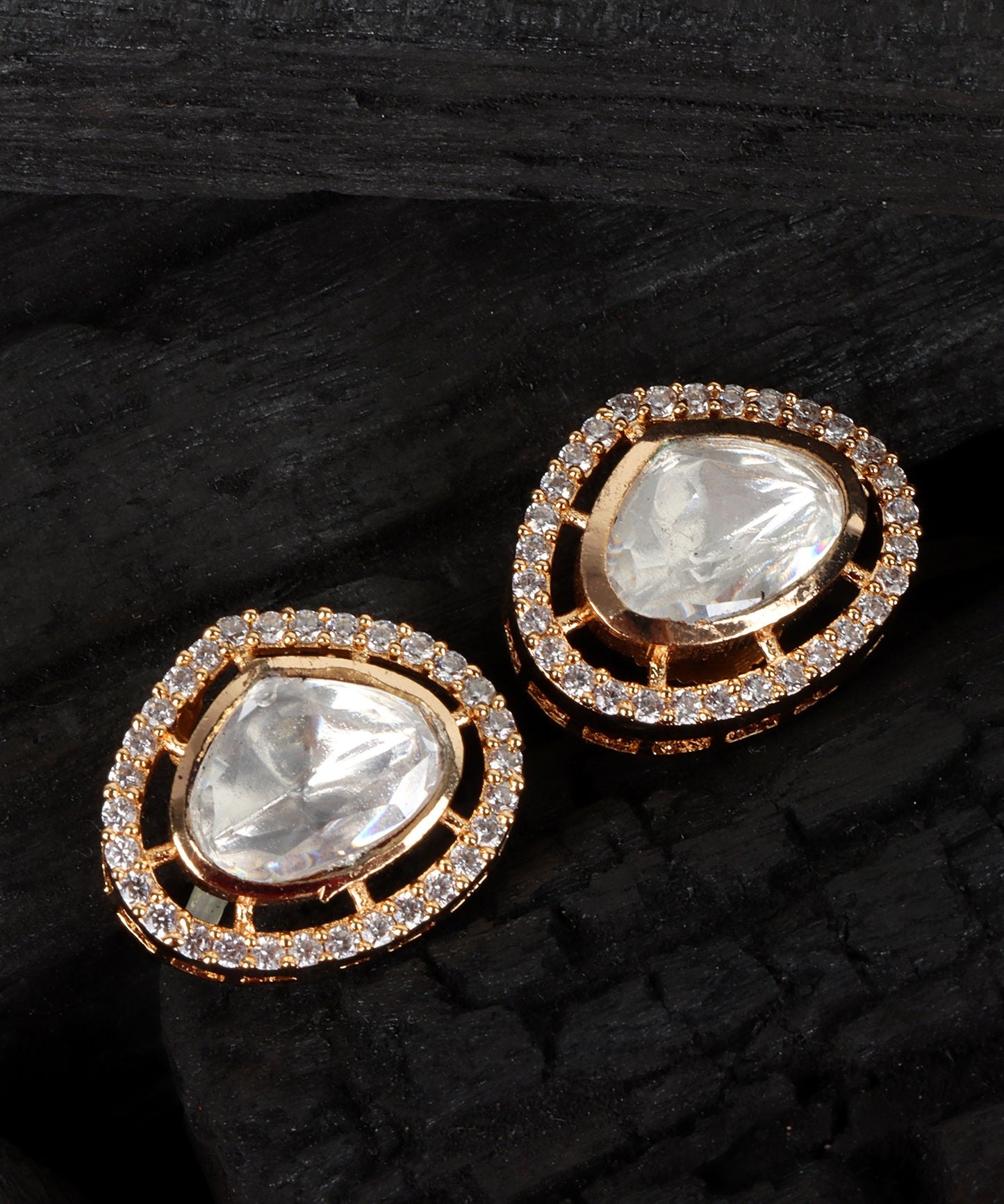 Pear-Shaped Polki Halo Earrings