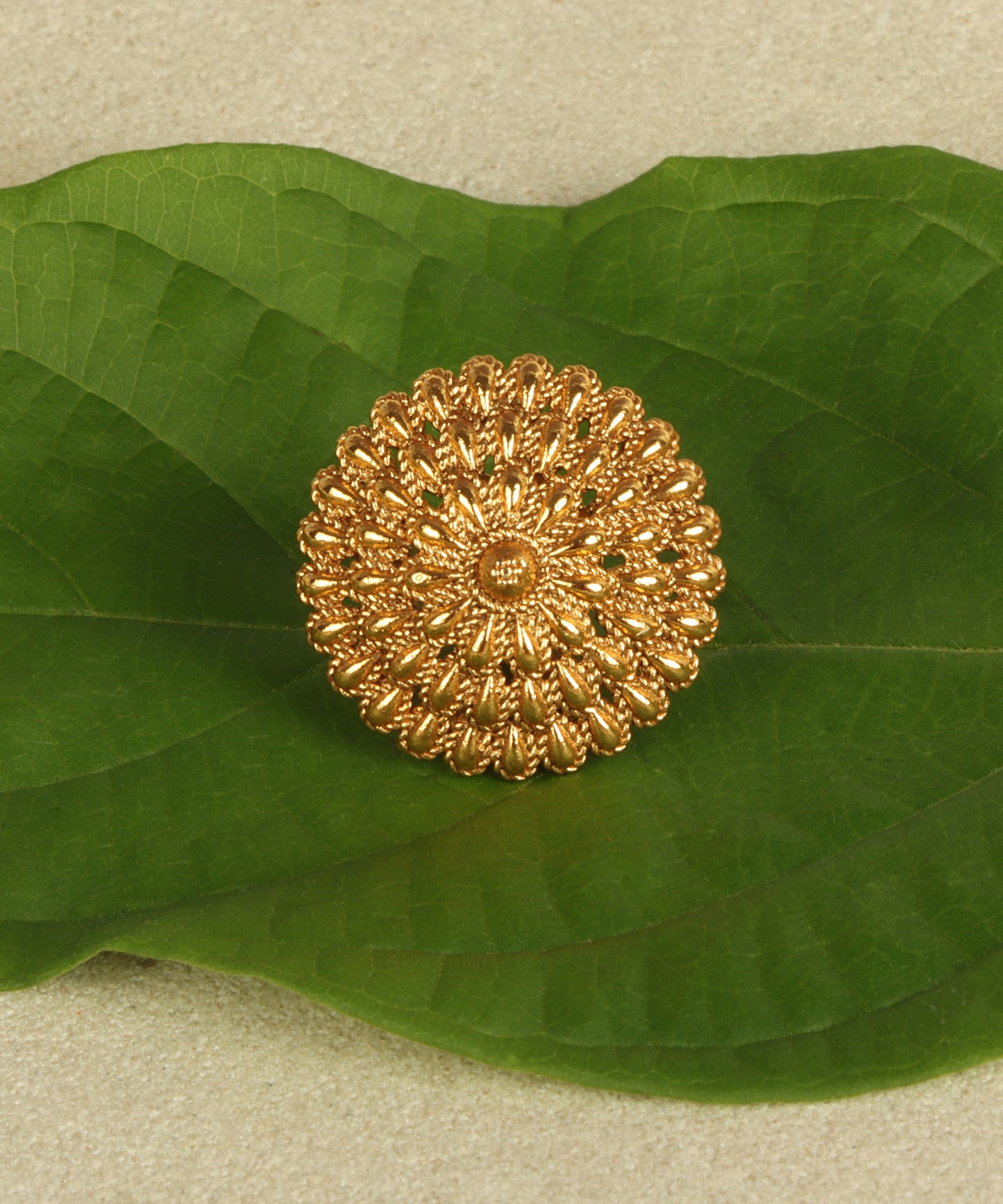 Floral Round Gold Earrings