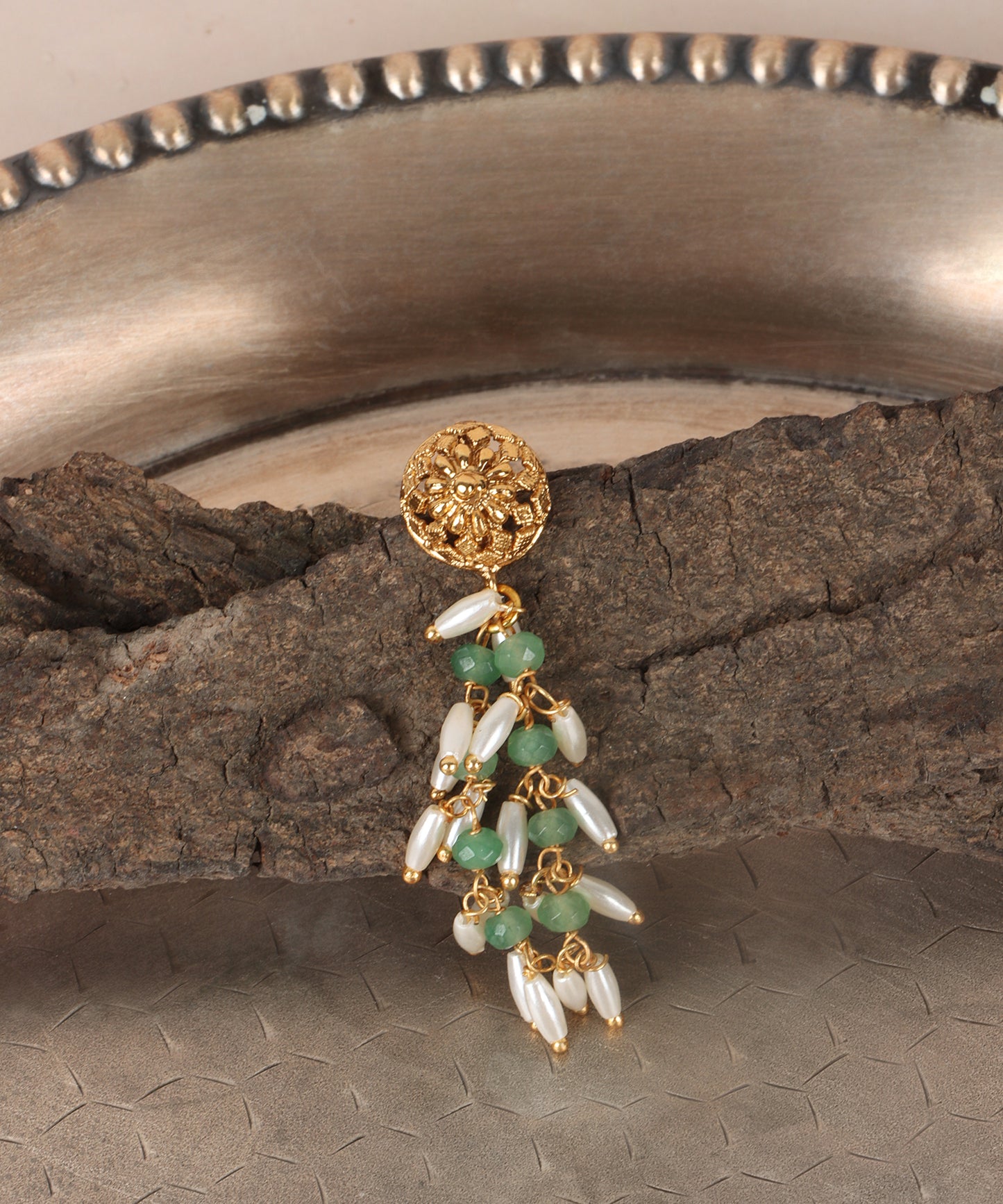 Pearl & Emerald Chandrika Earrings – Timeless beauty with a modern twist