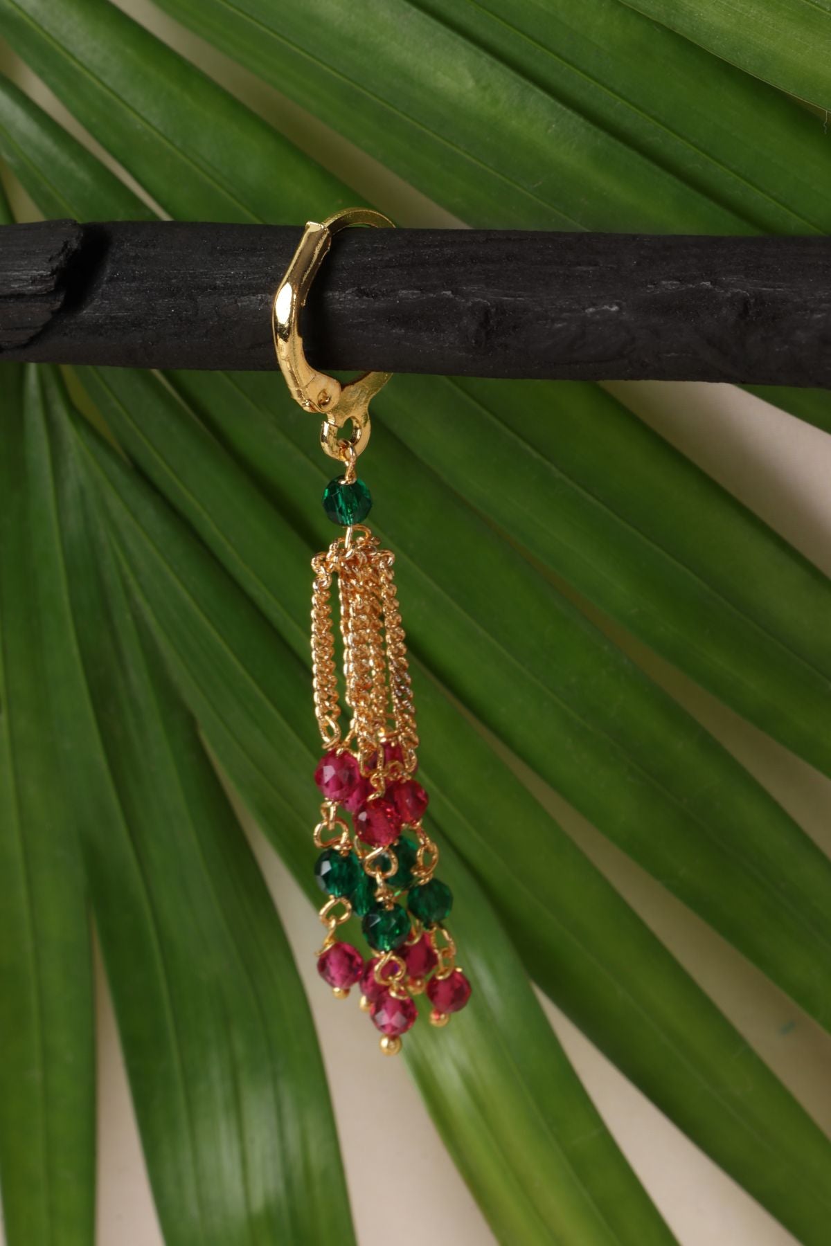 Royal Gold Ruby-Emerald Danglers