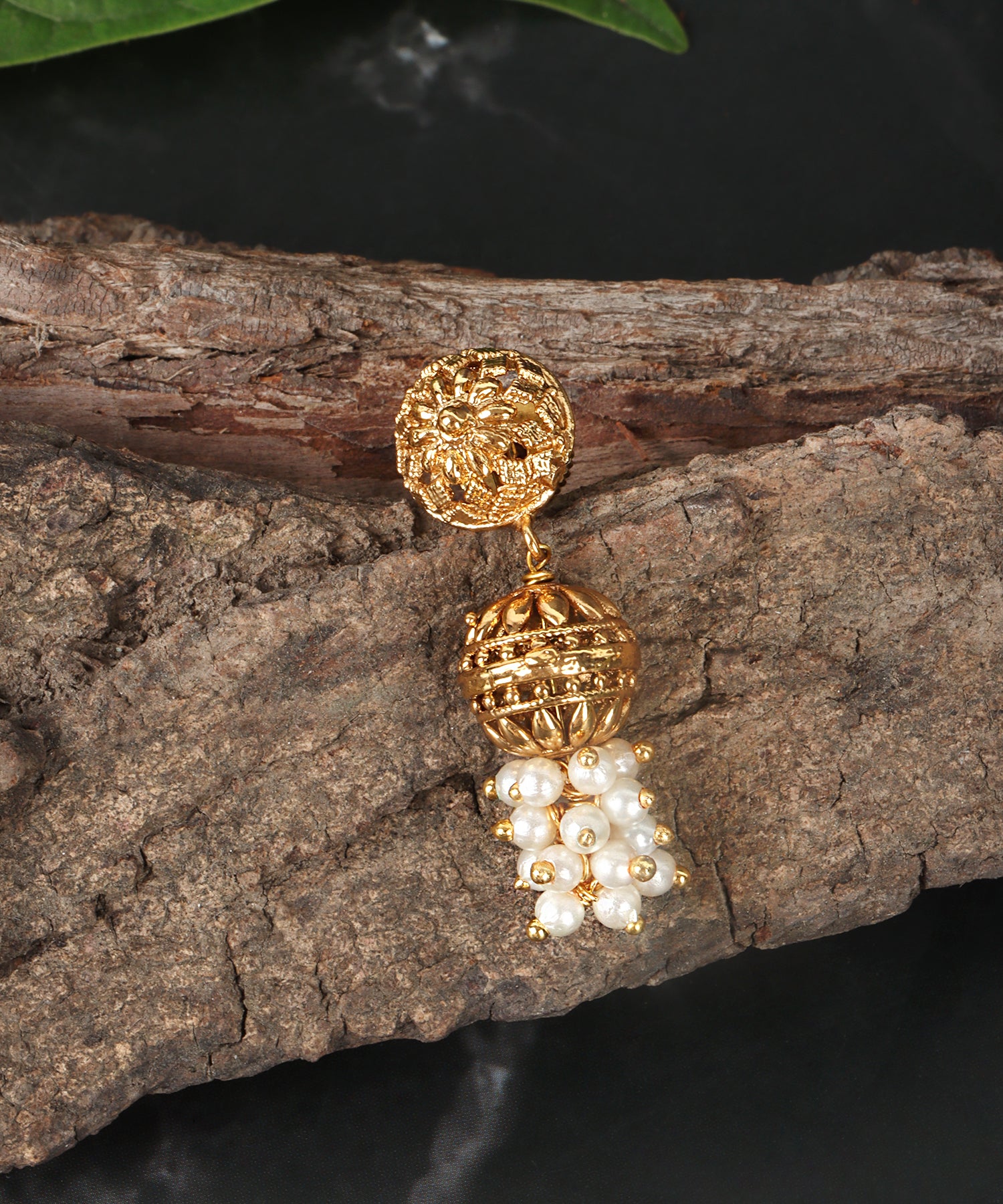 Vintage Gold & Pearl Cluster Earrings