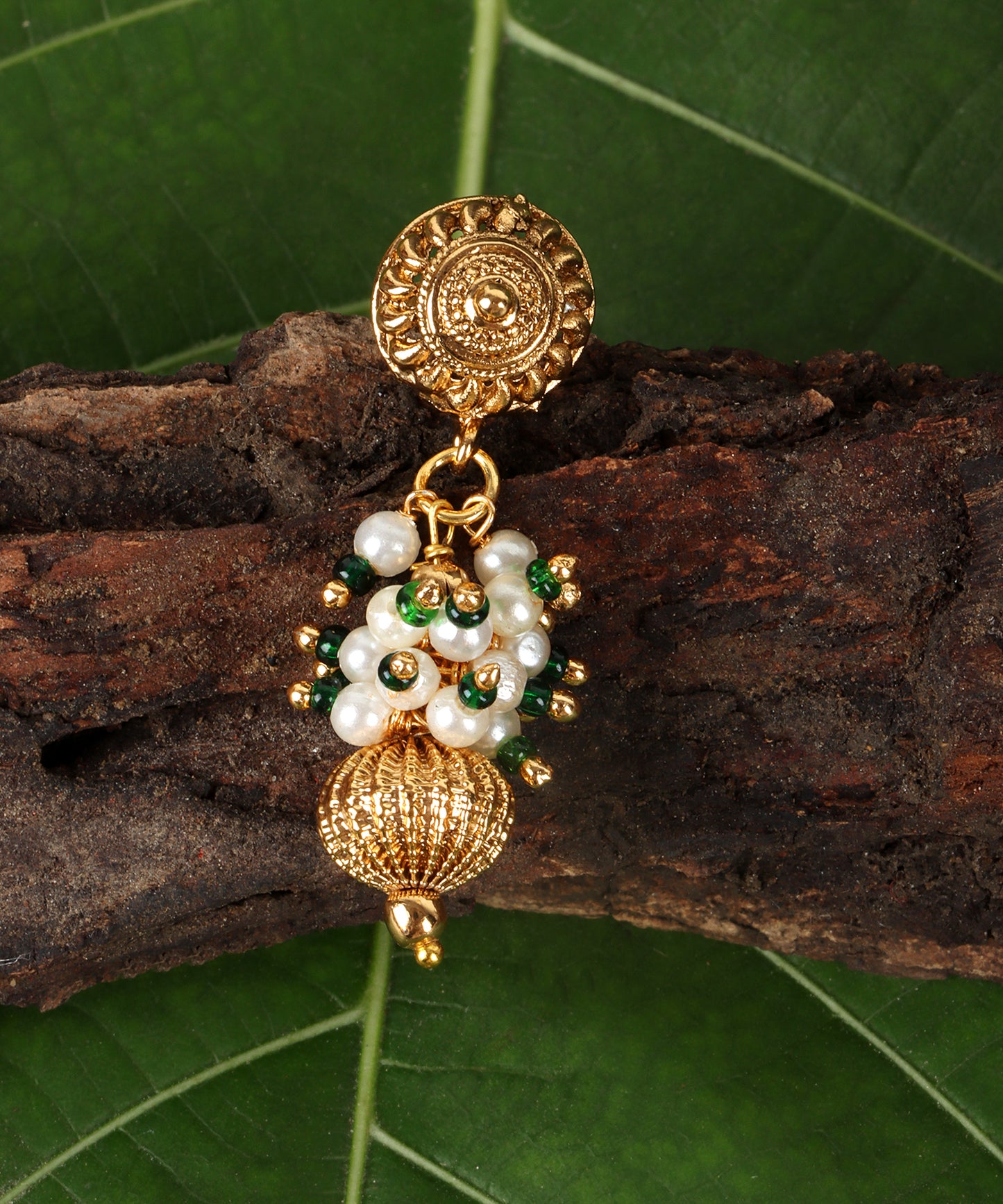 Temple Emerald Pearl Jhumka