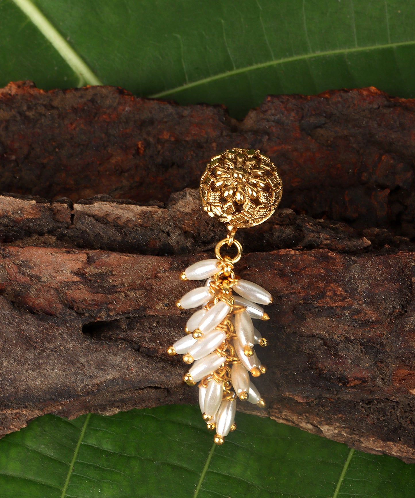 Classic Leaf Drop Pearl Earrings