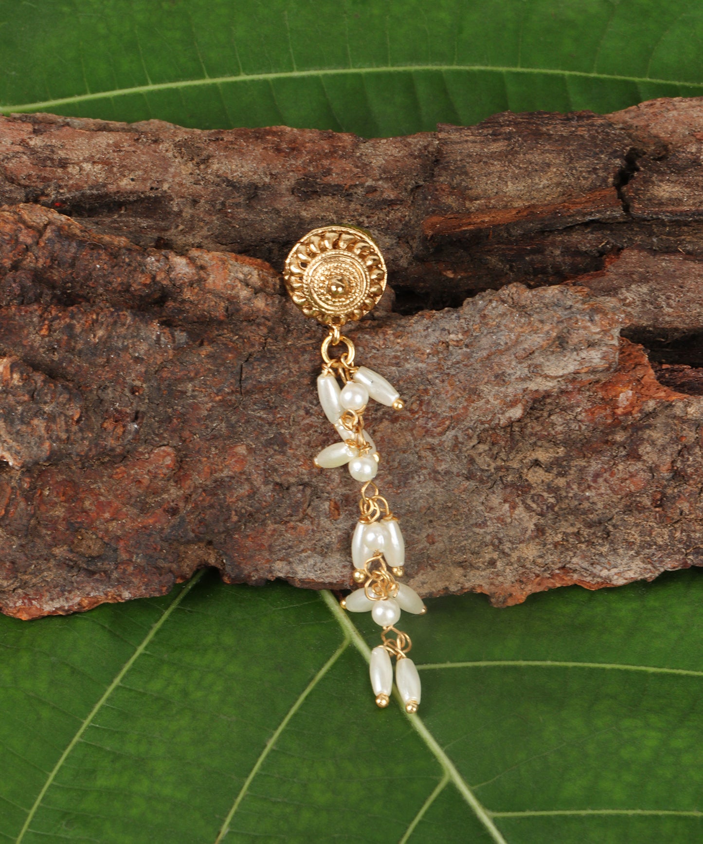 Pearl Petal Gold Earrings