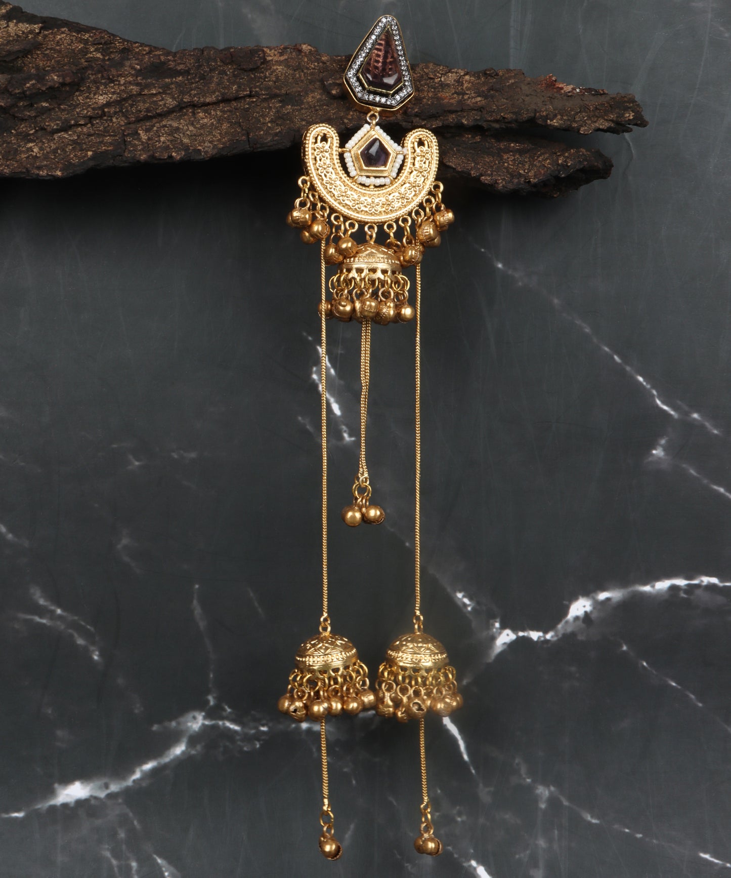 Traditional Ruby Layered Chandbali