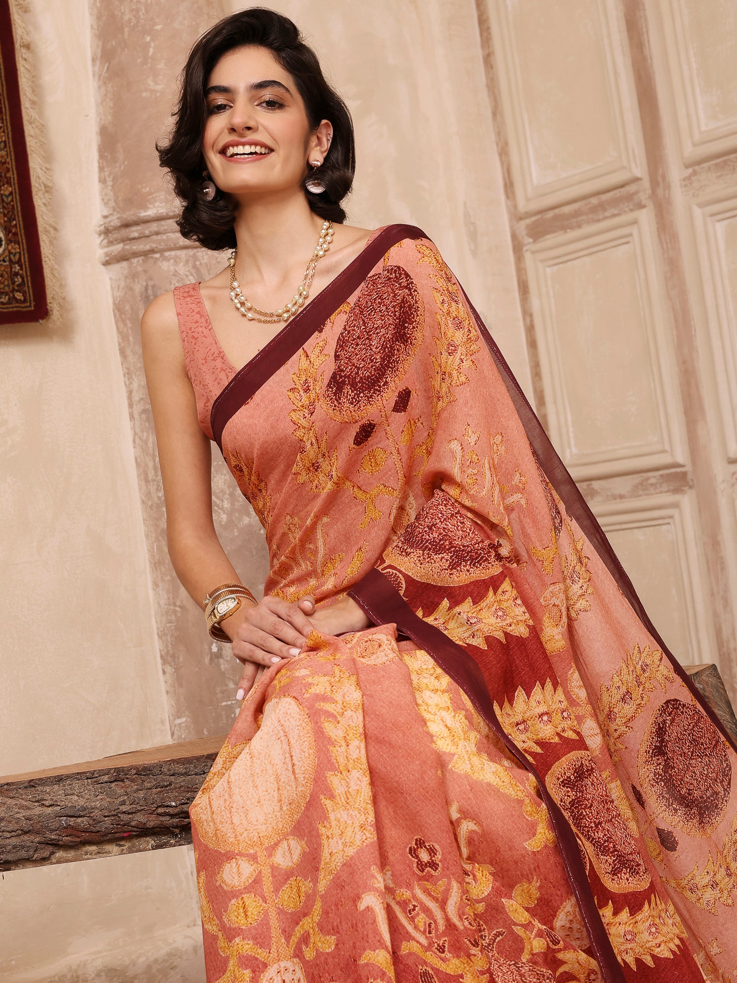 Rida Blush Pink Chanderi Saree