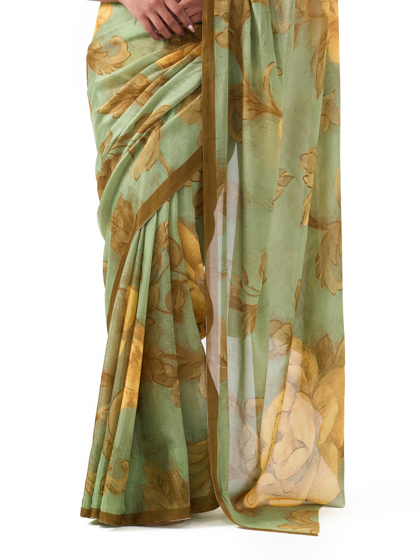 Sia Pista Green Floral Saree