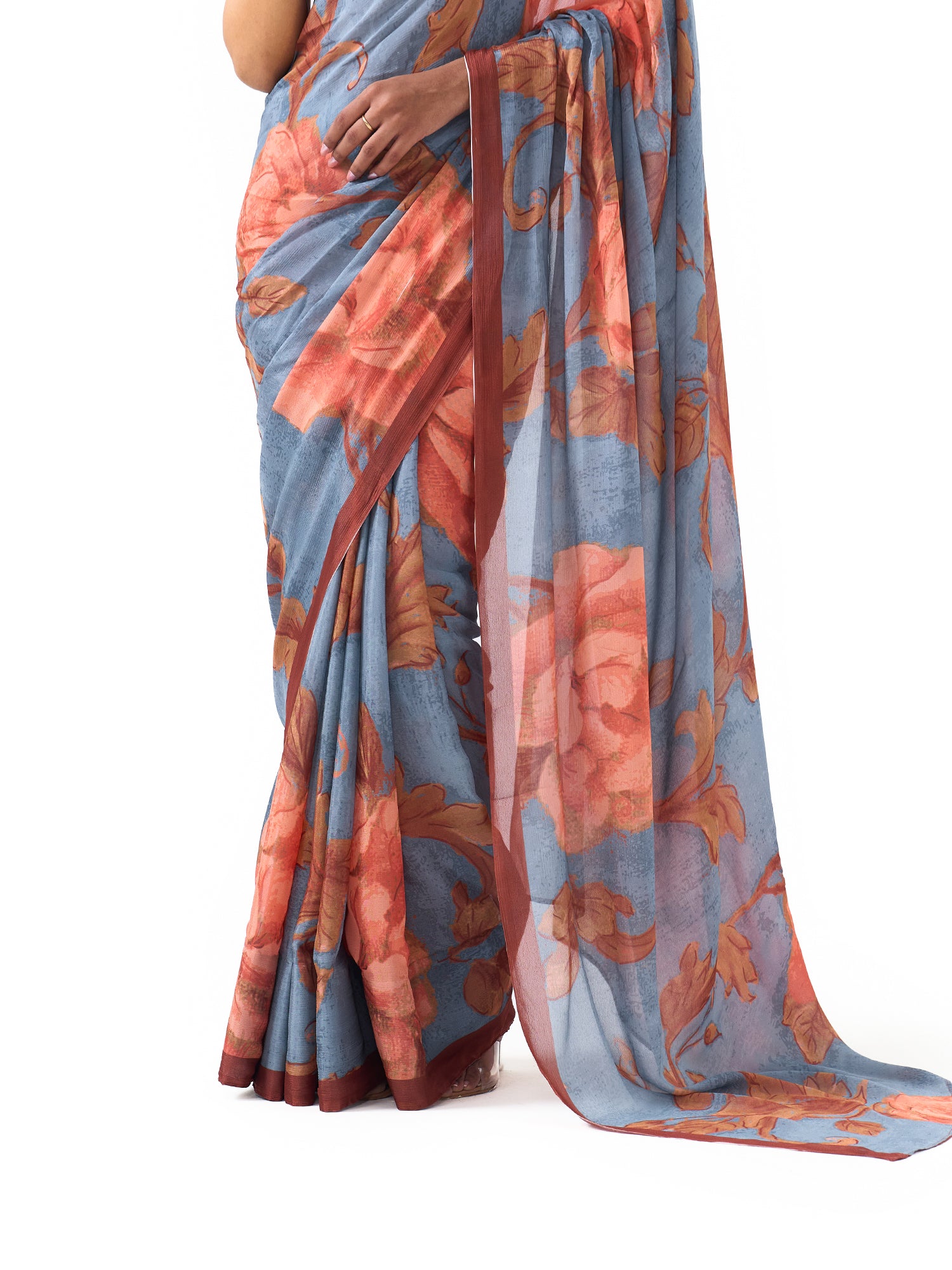 Sia Sky Blue Floral Saree