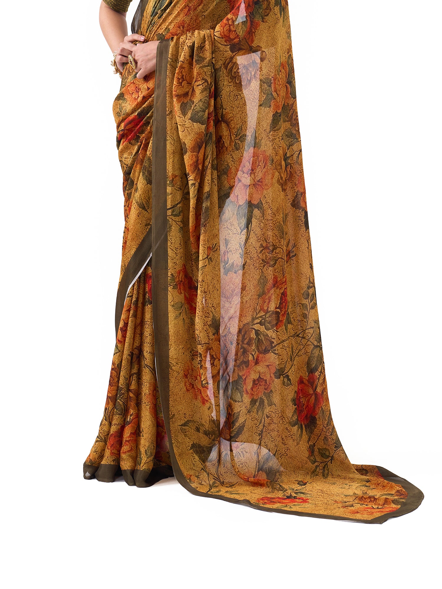 Sara Olive Roses Saree