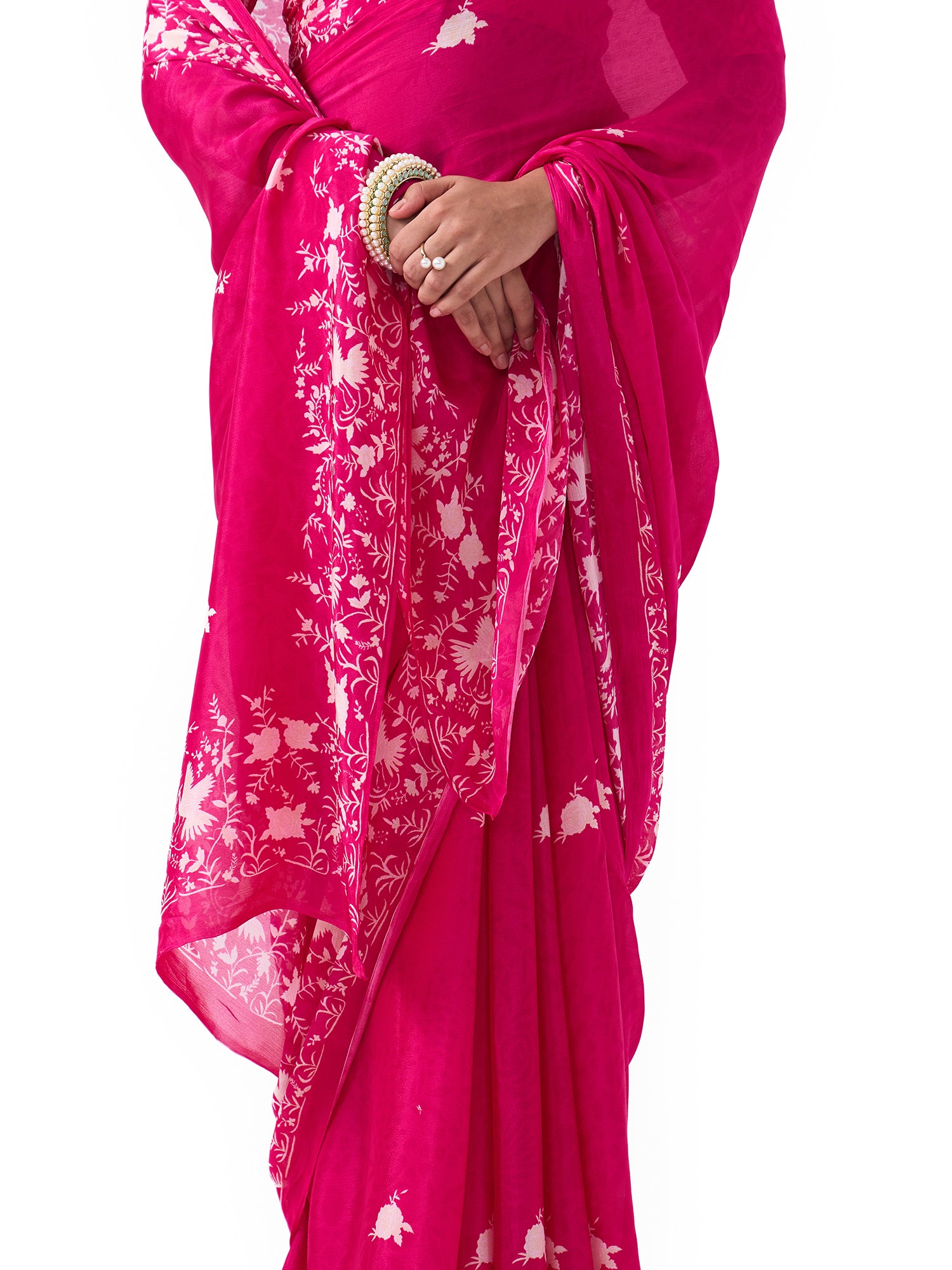 Kiara Fuschia Pink Parsee Saree