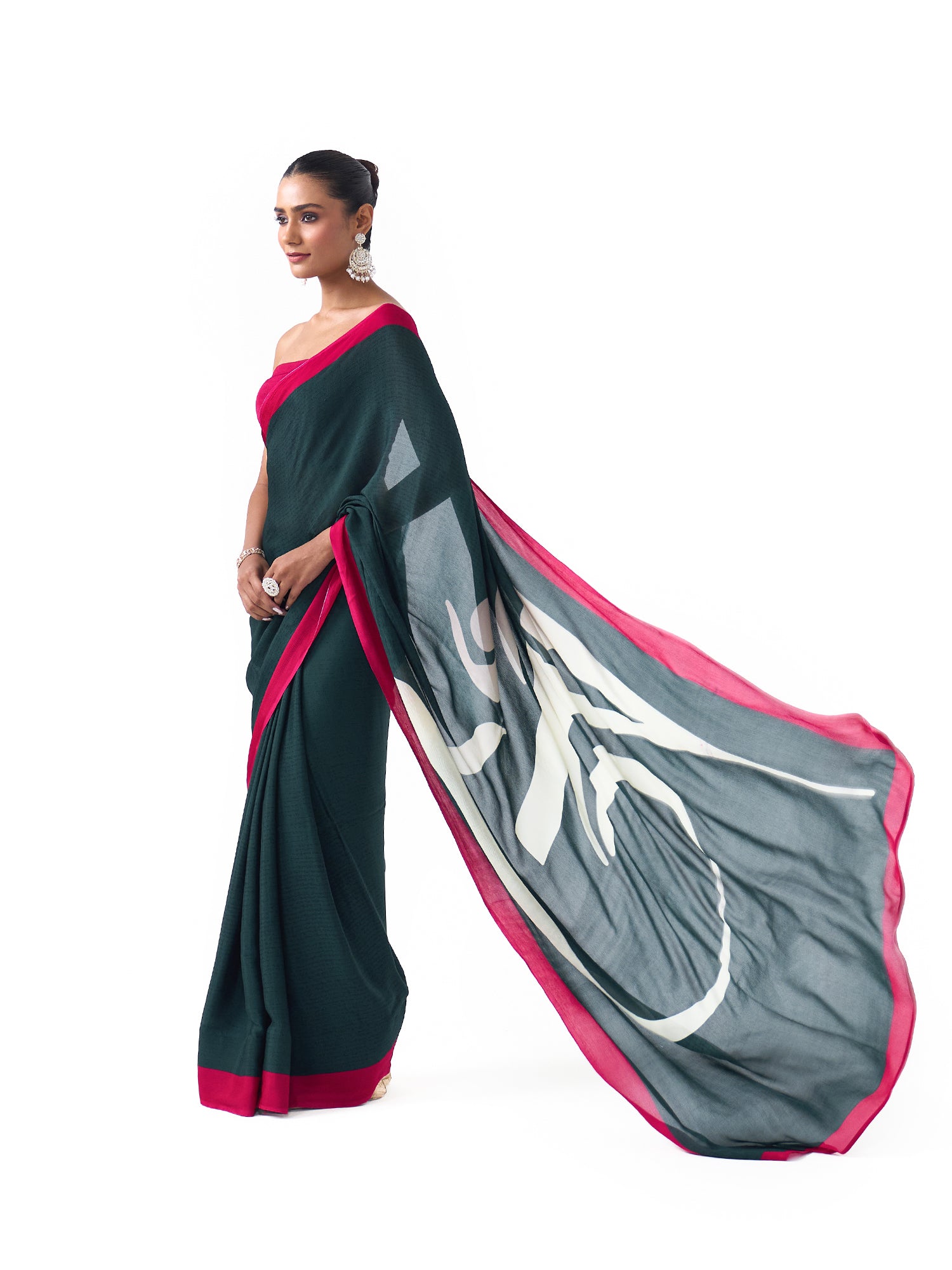 Veda Forest Green Om Saree