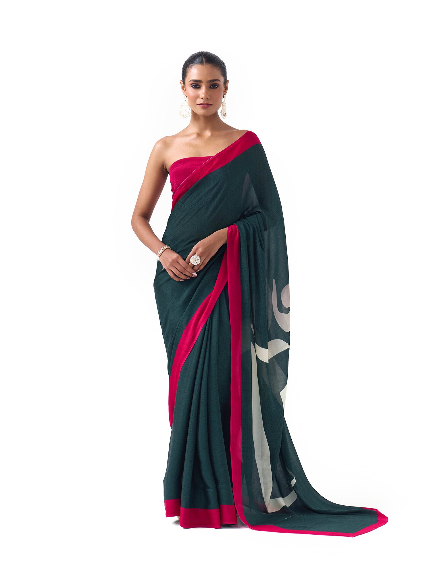 Veda Forest Green Om Saree