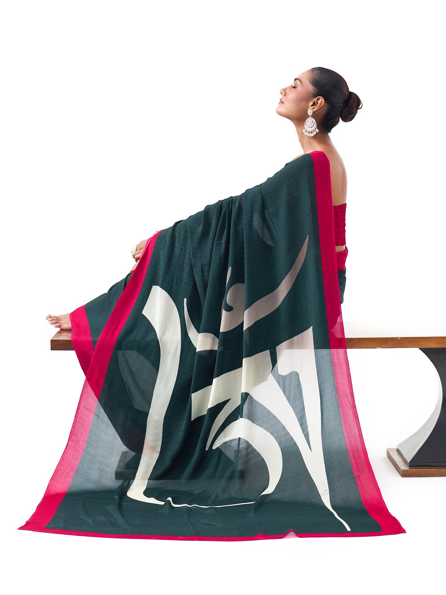 Veda Forest Green Om Saree