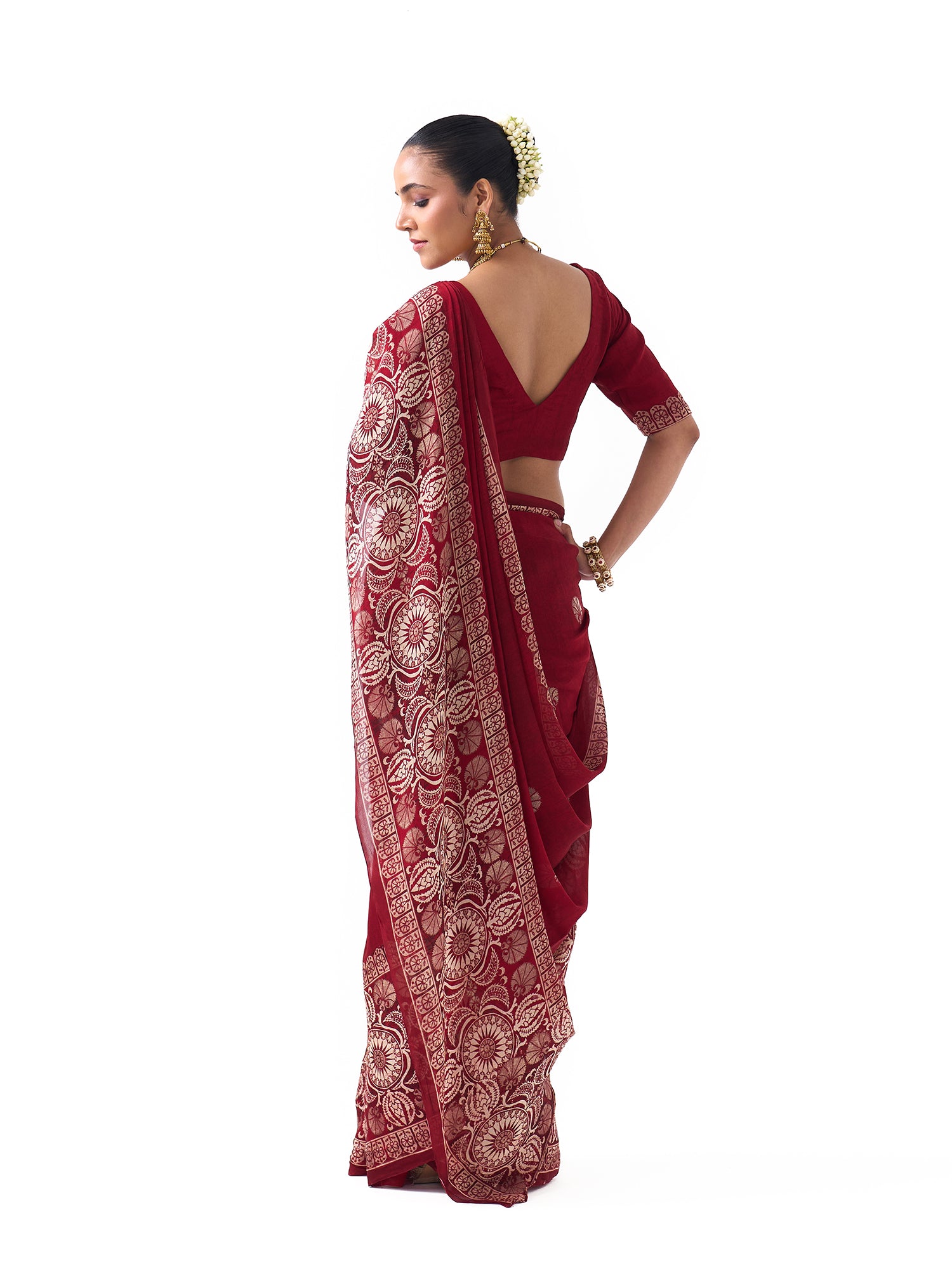 Ziya Burgundy Red Upada Saree