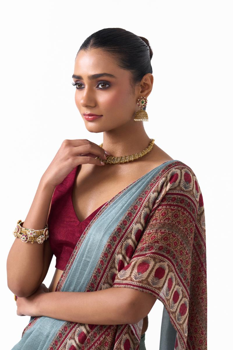 Heritage Pacheli Bangle with Polki Diamonds, Ruby, Emerald & Pearls