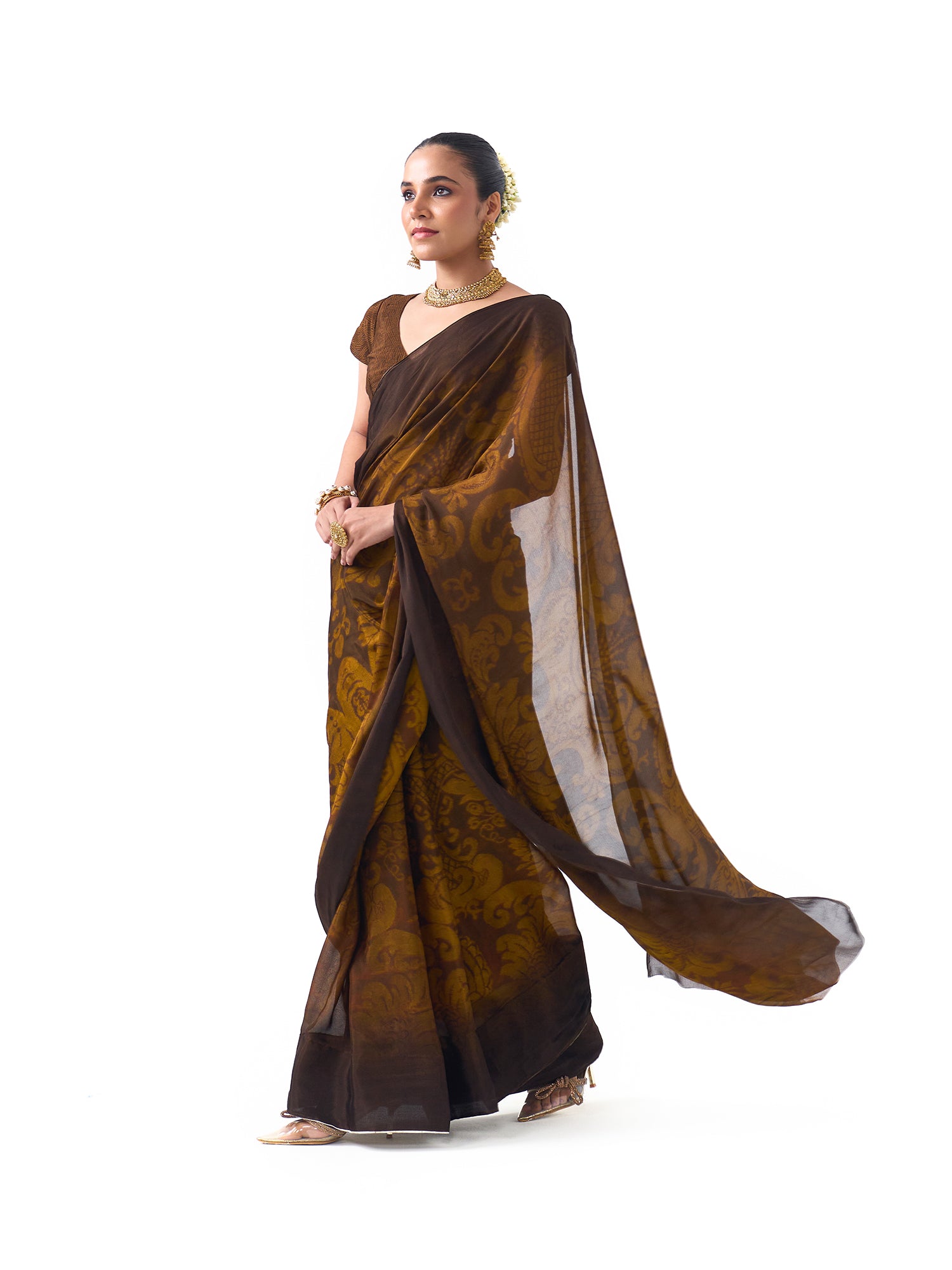 Diya Olive Green Ombre Saree
