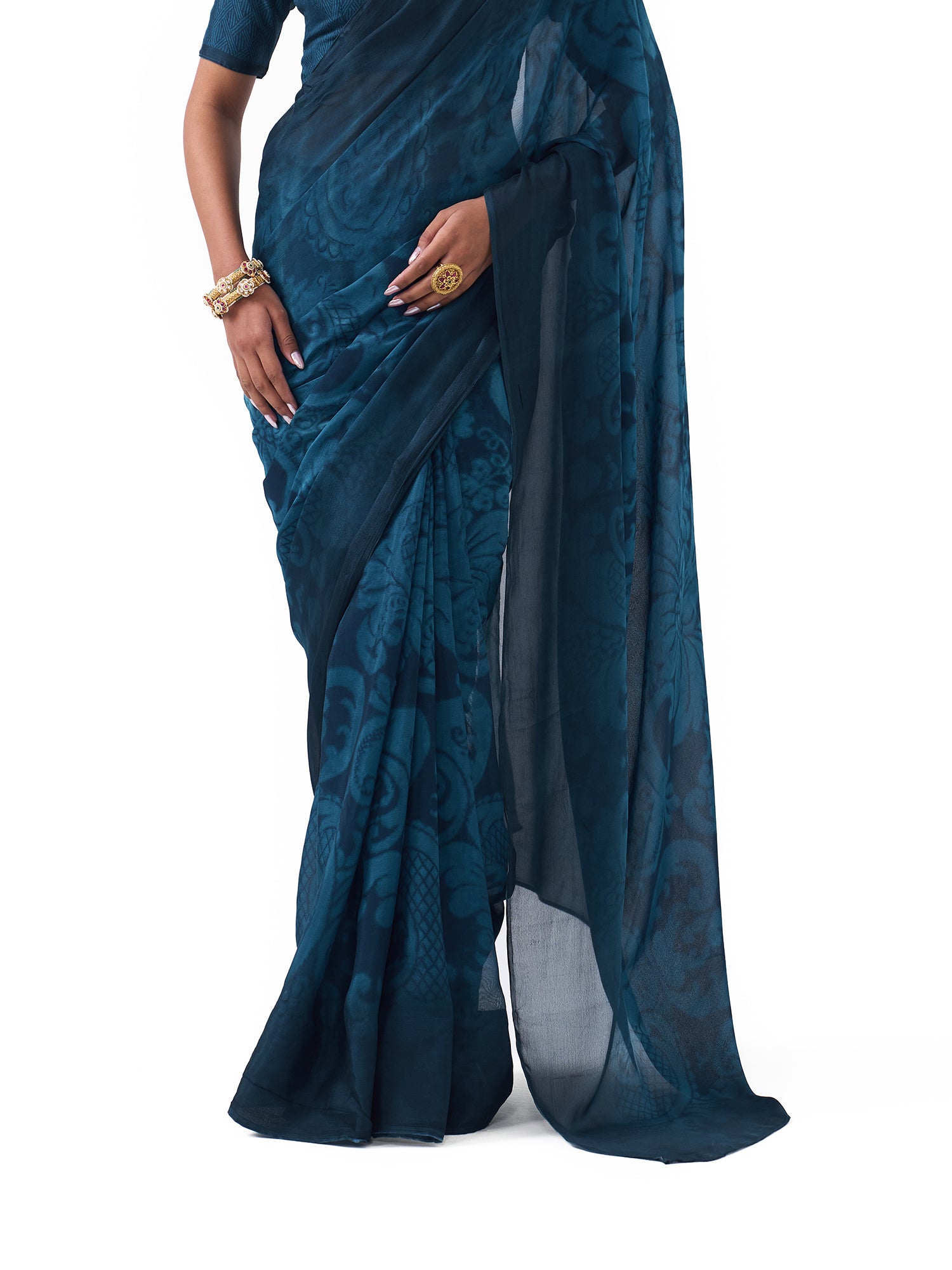 Diya Teal Blue Ombre Saree