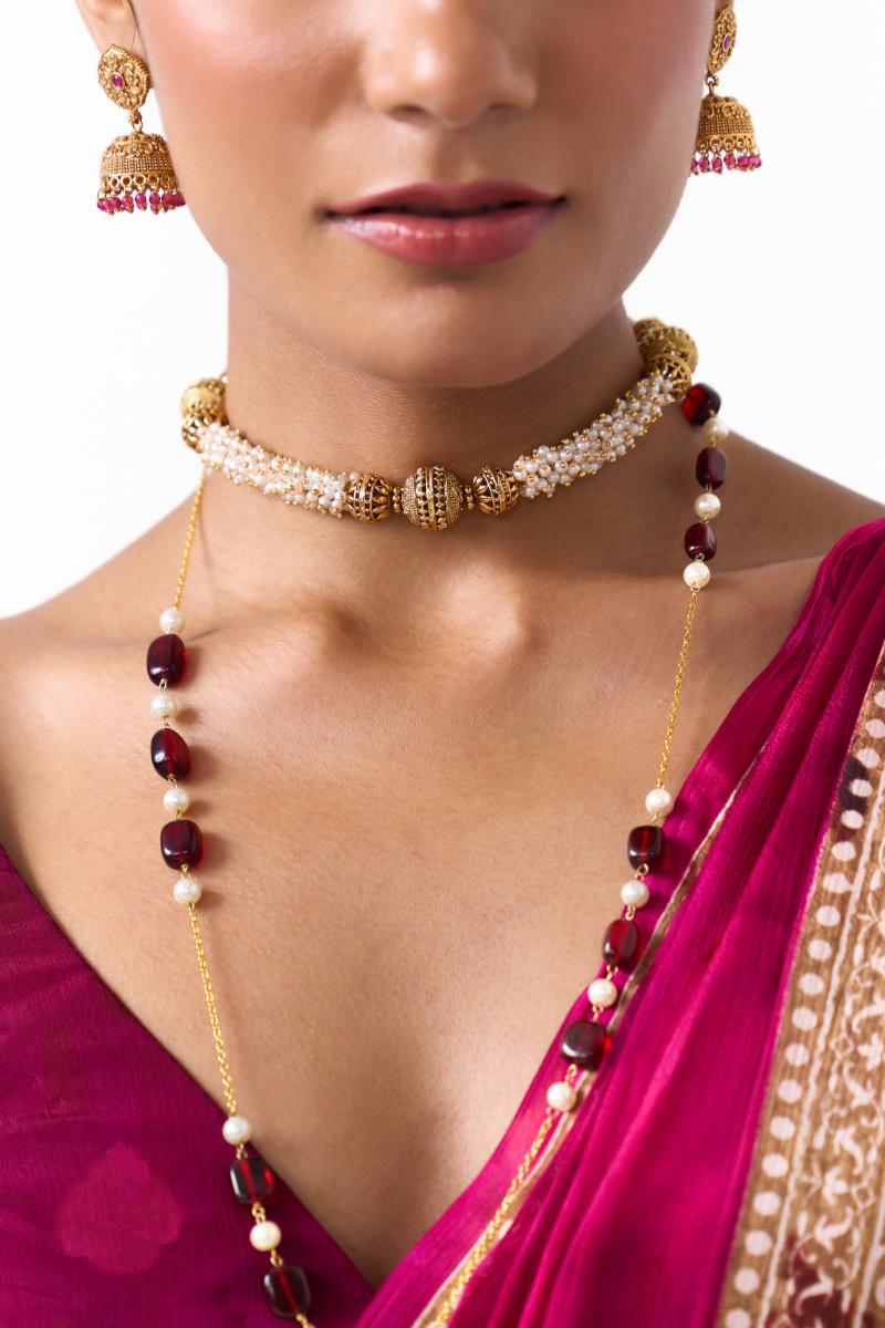 Classic Heritage Ruby Gold Jhumkis