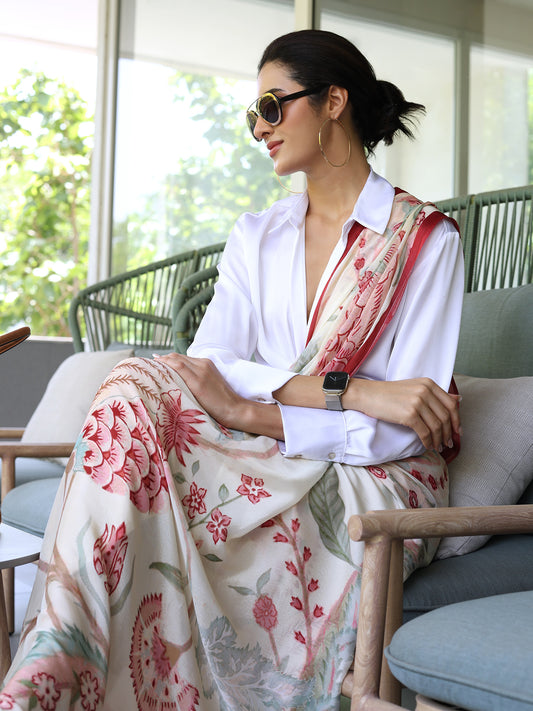 Inaayat Creme Tree of Life Saree