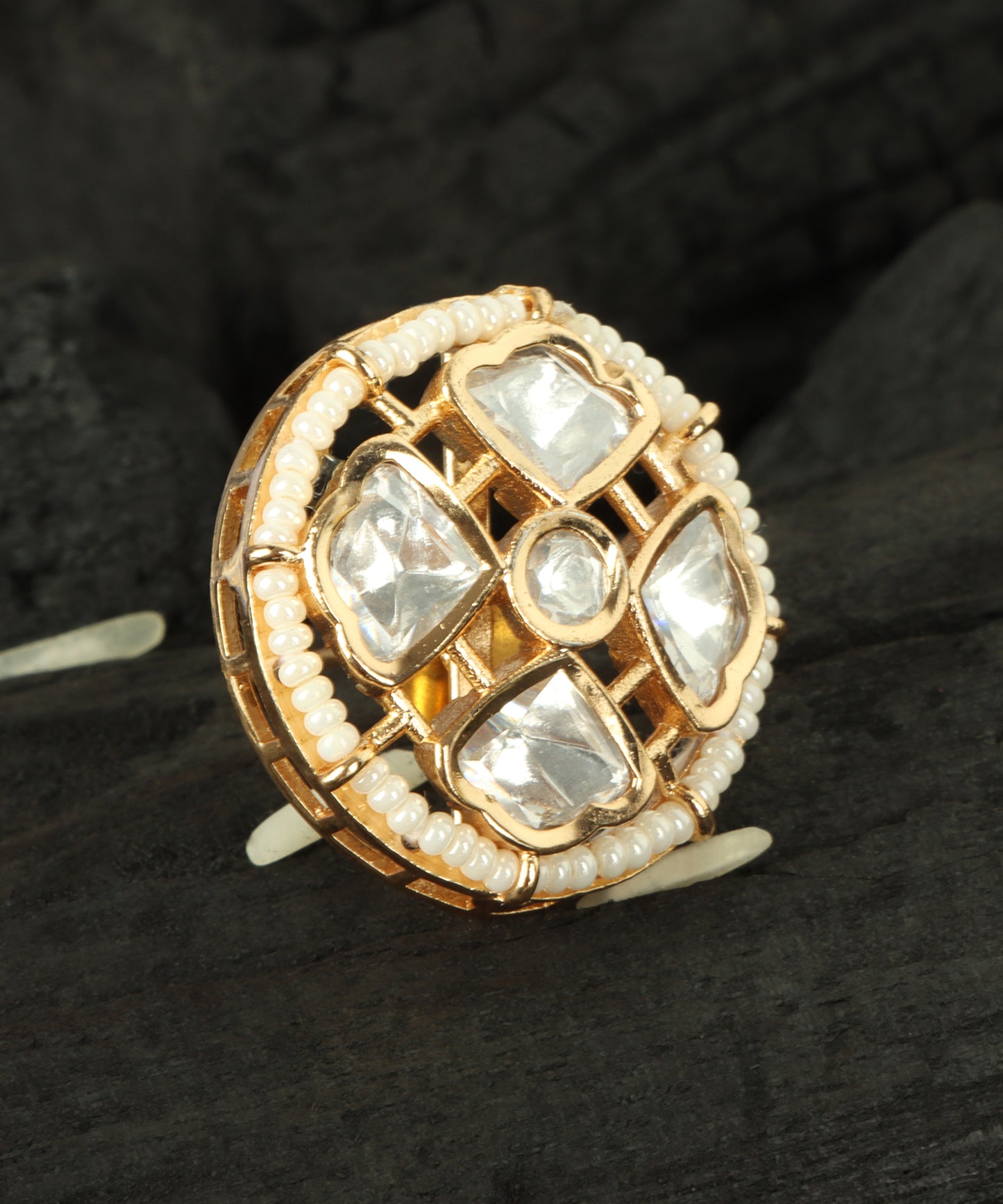 Pearled Polki Dome Studs