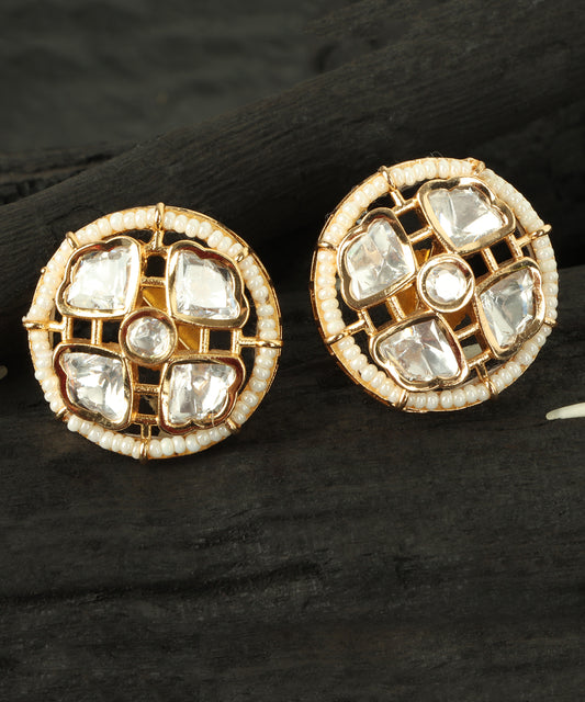 Pearled Polki Dome Studs