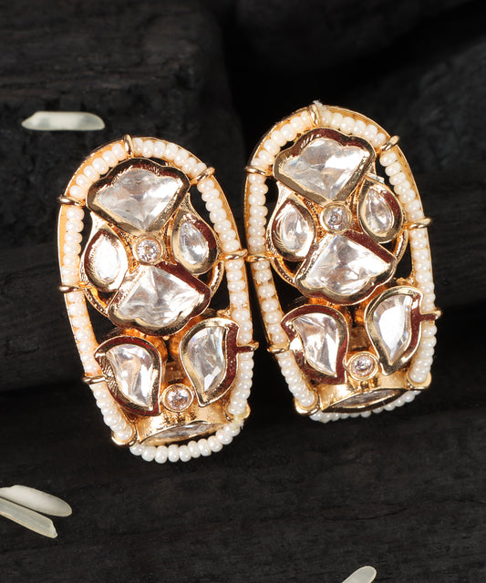 Regal Polki & Pearl Gold Earrings