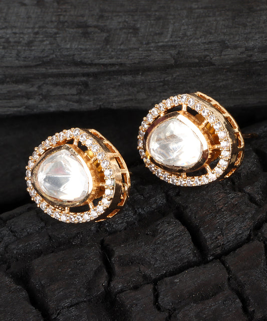 Pear-Shaped Polki Halo Earrings