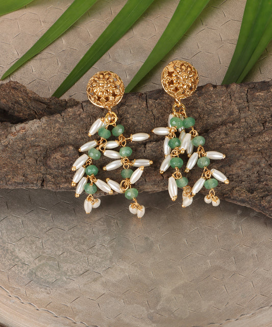 Pearl & Emerald Chandrika Earrings – Timeless beauty with a modern twist