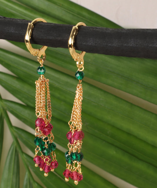 Royal Gold Ruby-Emerald Danglers