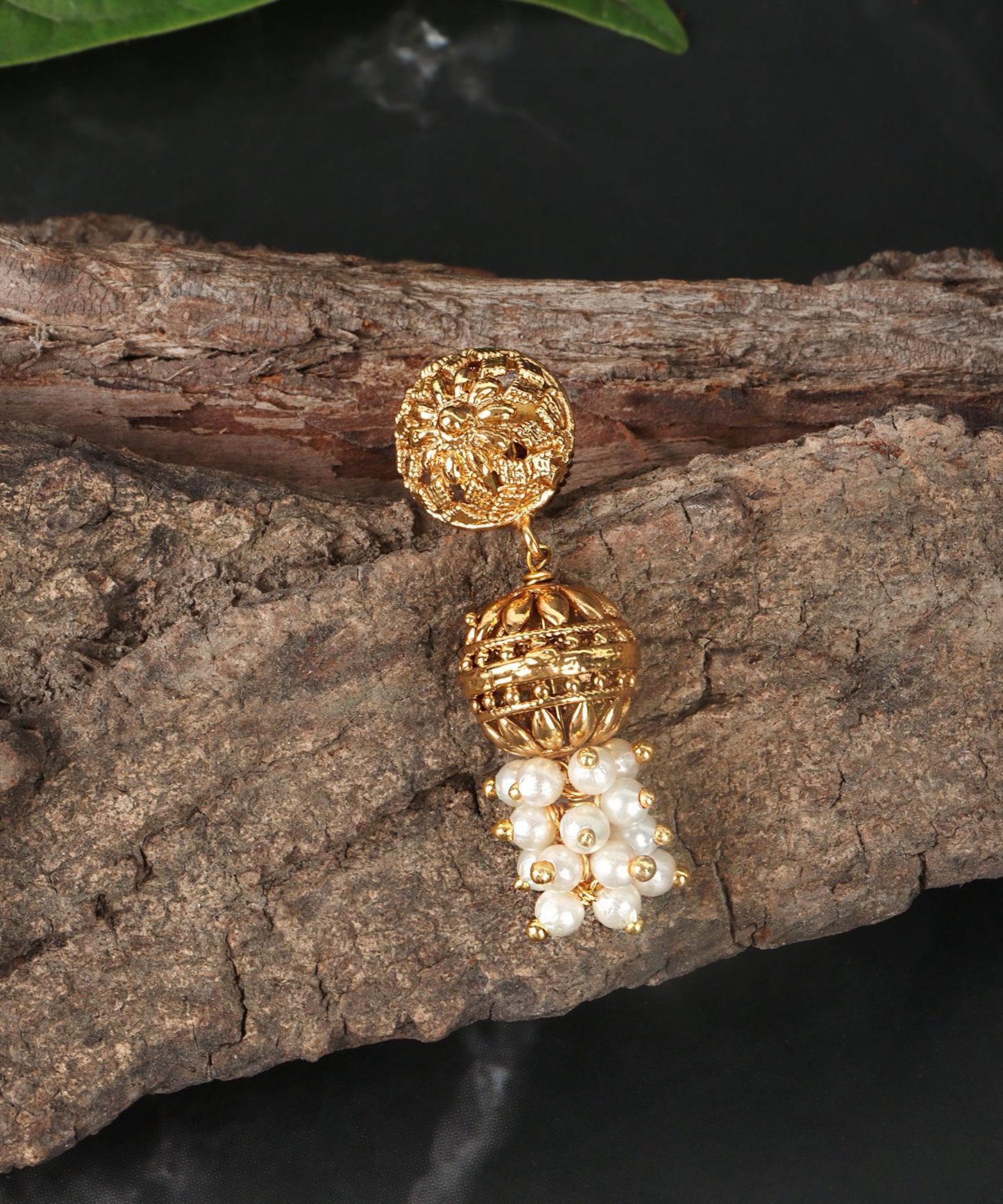 Vintage Gold & Pearl Cluster Earrings
