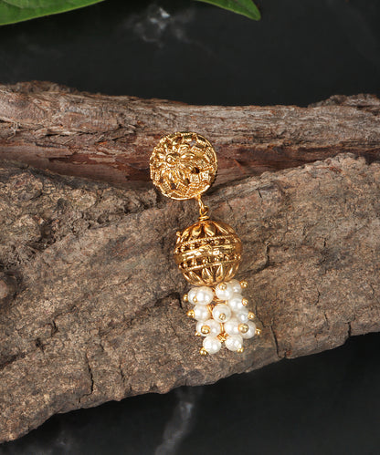 Vintage Gold & Pearl Cluster Earrings
