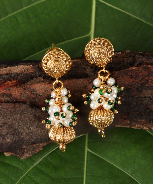 Temple Emerald Pearl Jhumka