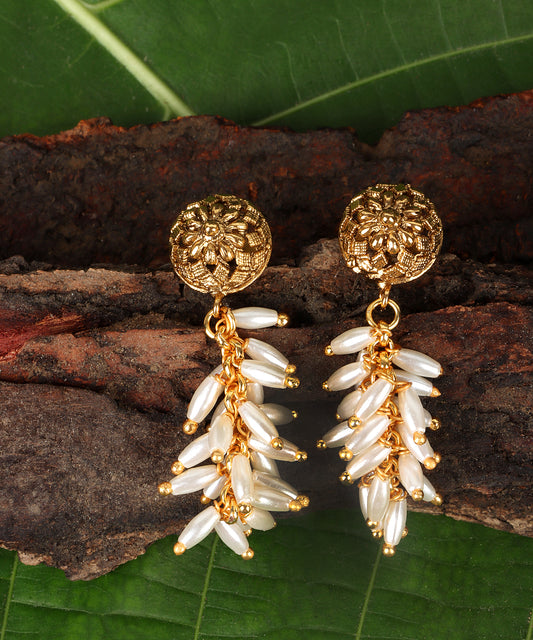 Classic Leaf Drop Pearl Earrings