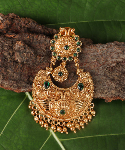 Royal Emerald Crescent Gold Earrings