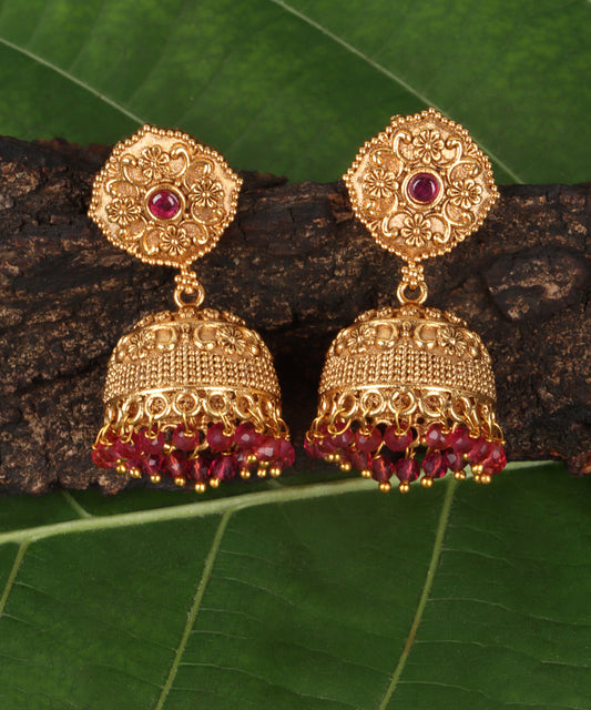 Classic Heritage Ruby Gold Jhumkis