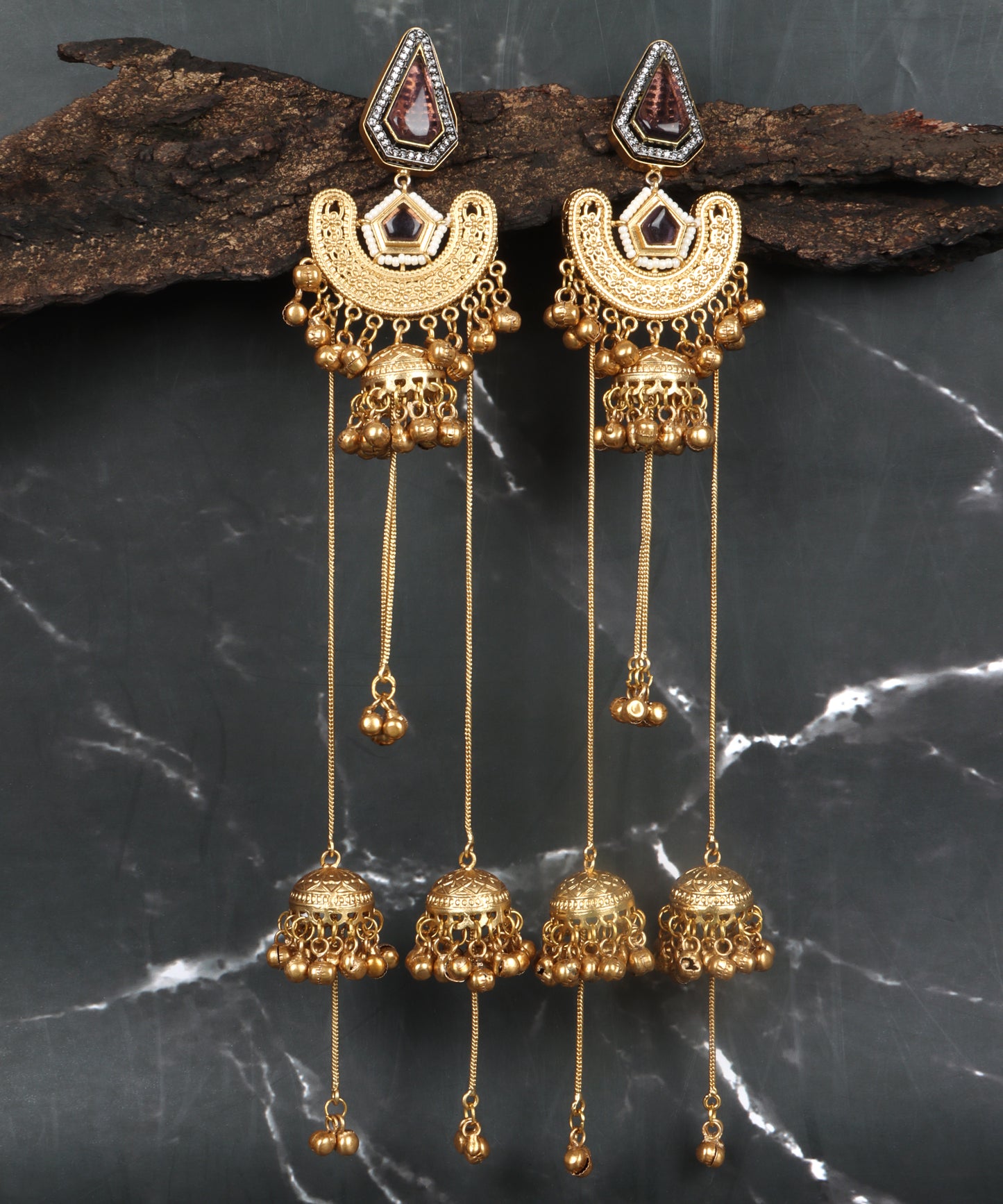 Traditional Ruby Layered Chandbali