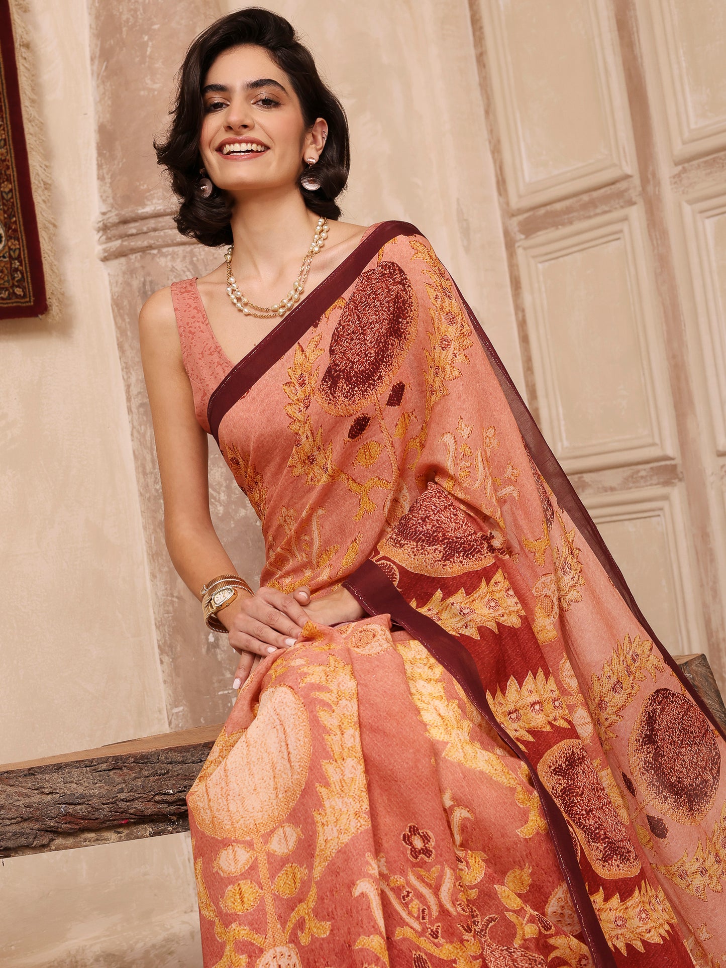 Rida Blush Pink Chanderi Saree