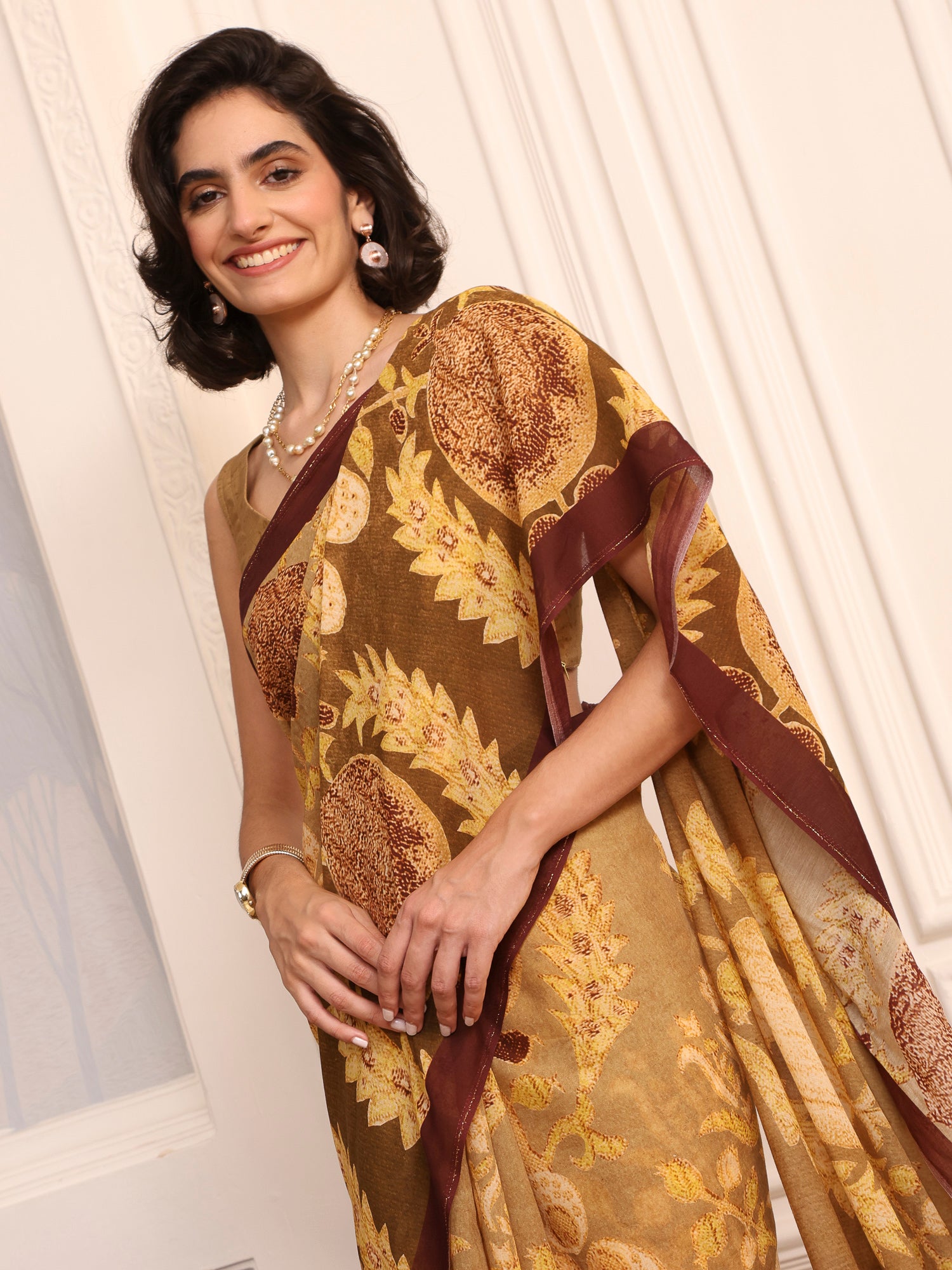 Rida Olive Green Chanderi Saree