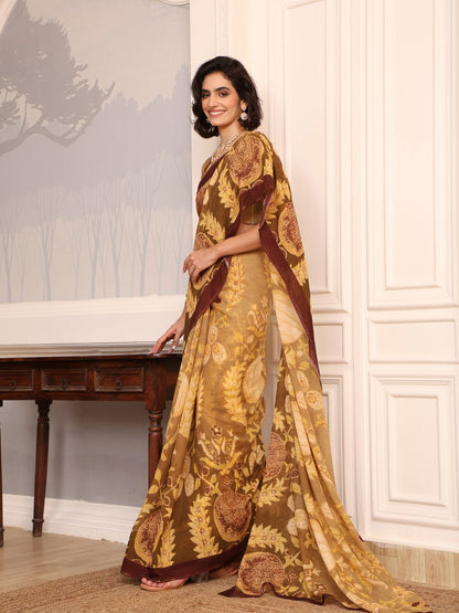 Rida Olive Green Chanderi Saree