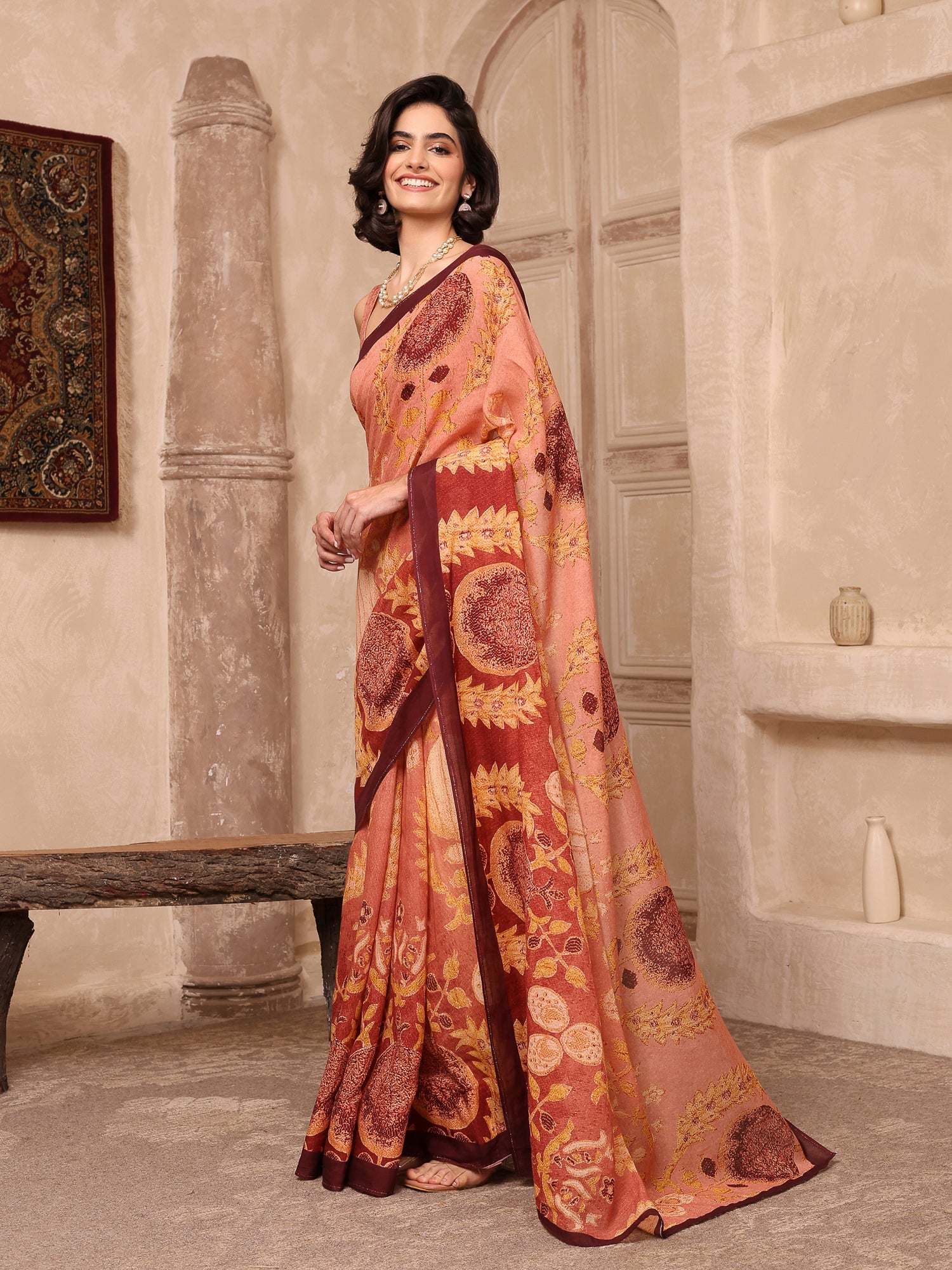 Rida Blush Pink Chanderi Saree
