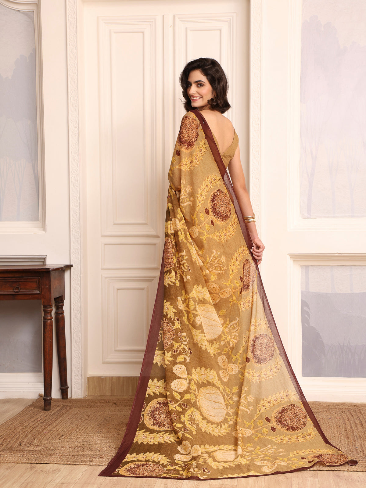 Rida Olive Green Chanderi Saree