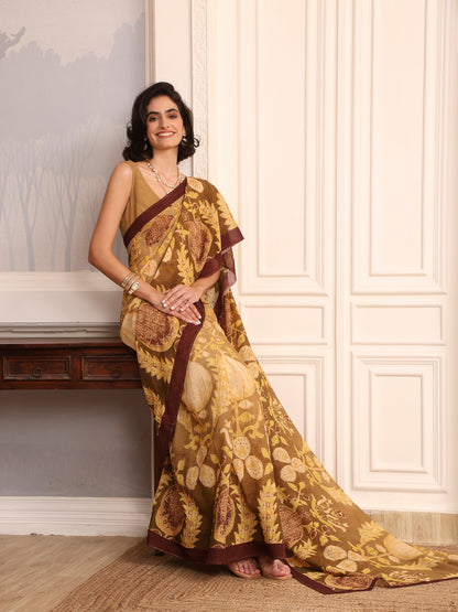 Rida Olive Green Chanderi Saree