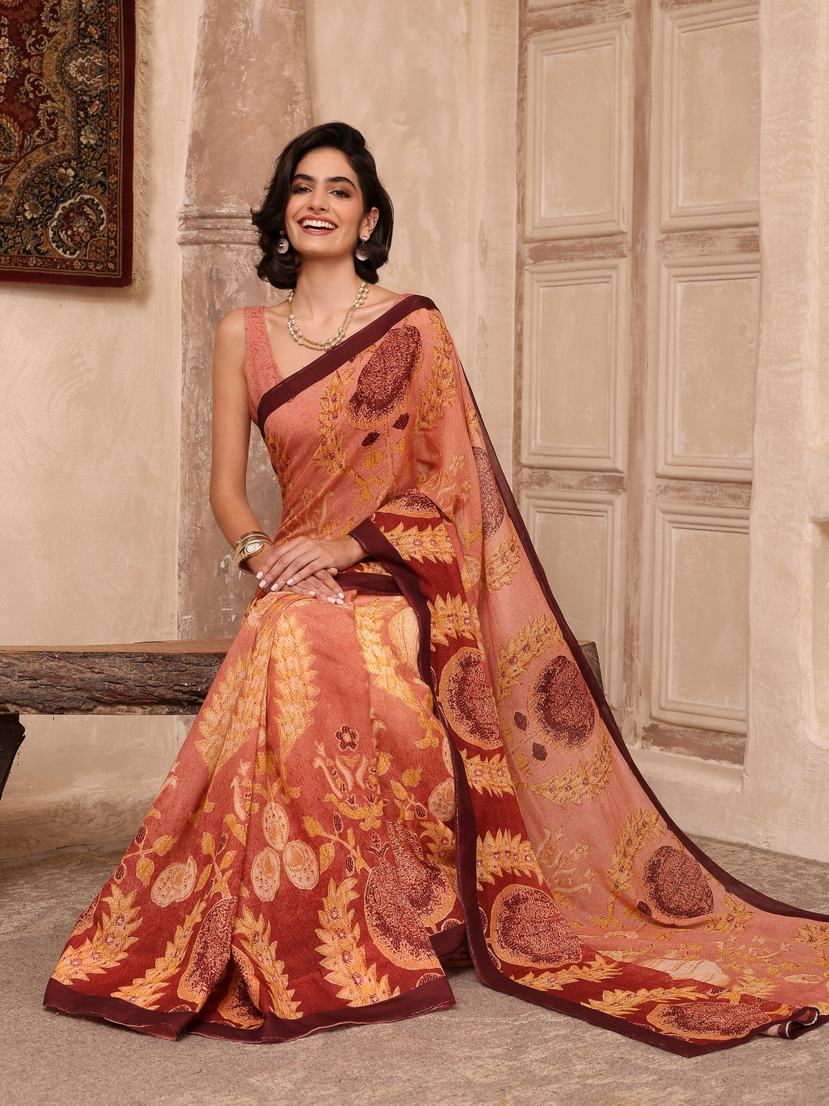 Rida Blush Pink Chanderi Saree