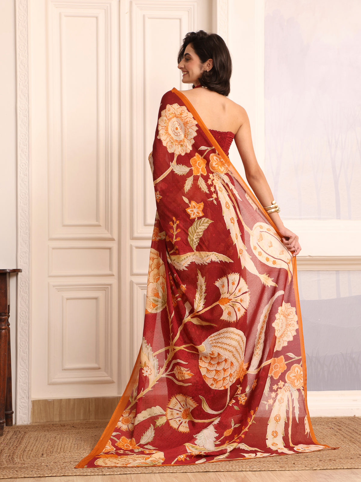Gulnaar Sindoori Chanderi Saree