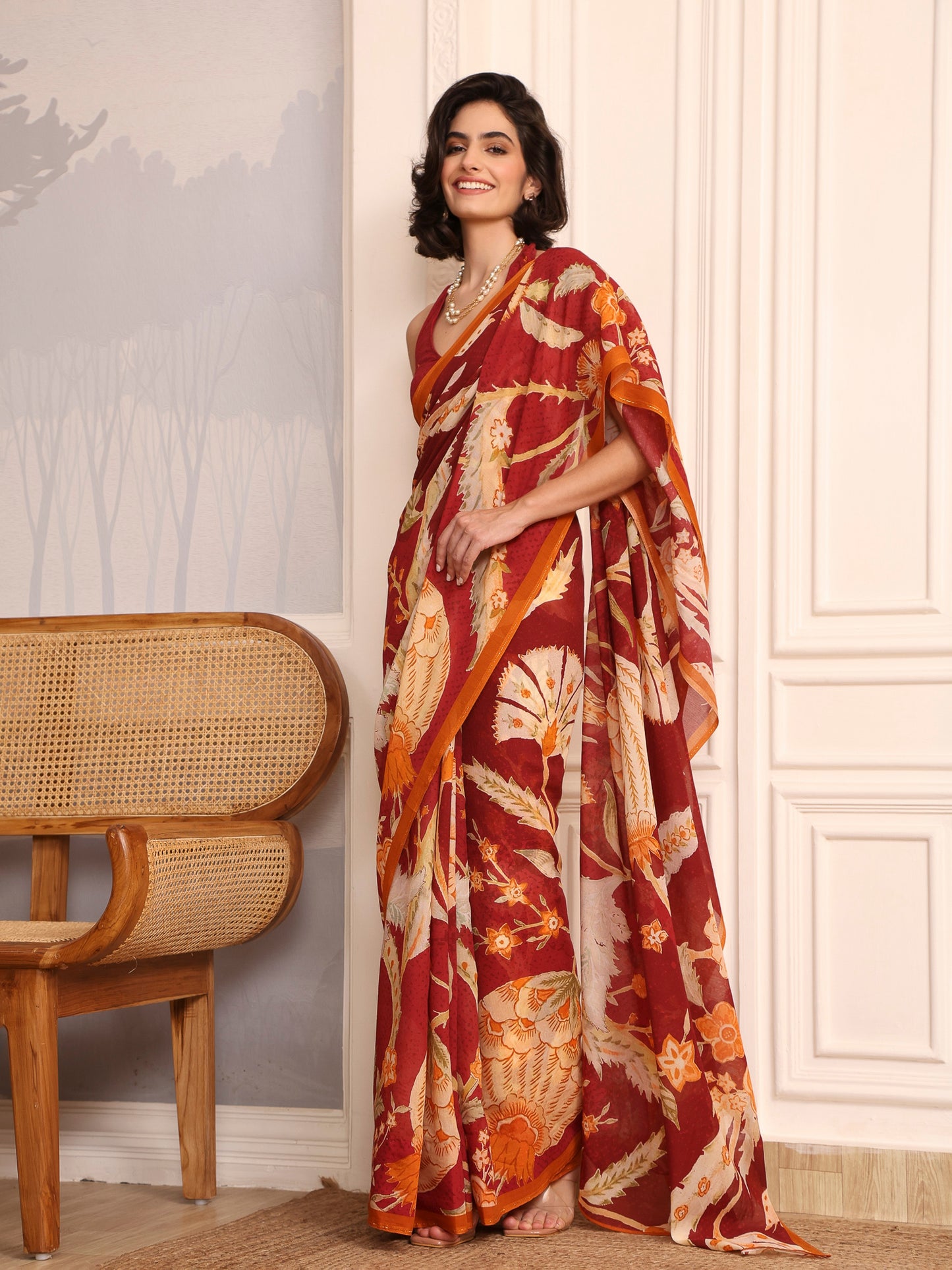 Gulnaar Sindoori Chanderi Saree