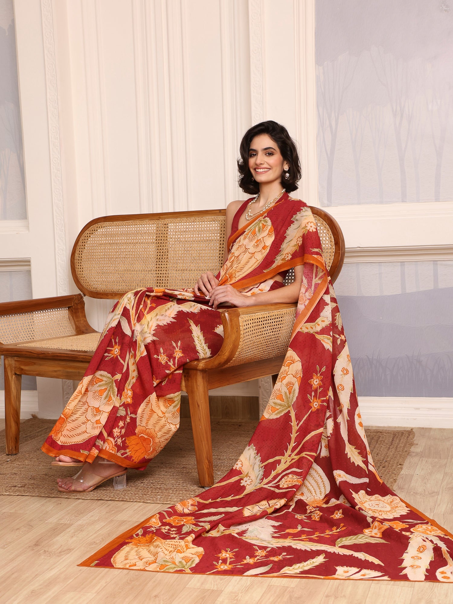 Gulnaar Sindoori Chanderi Saree