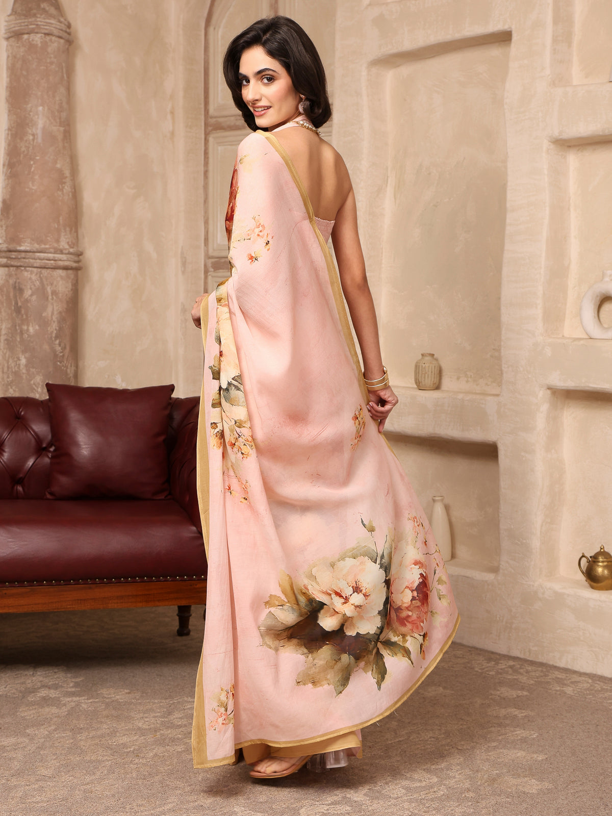 Nooreh Soft Pink Chanderi Saree